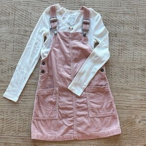 Cat & Jack Pink Corduroy Dress with White Long Sleeve